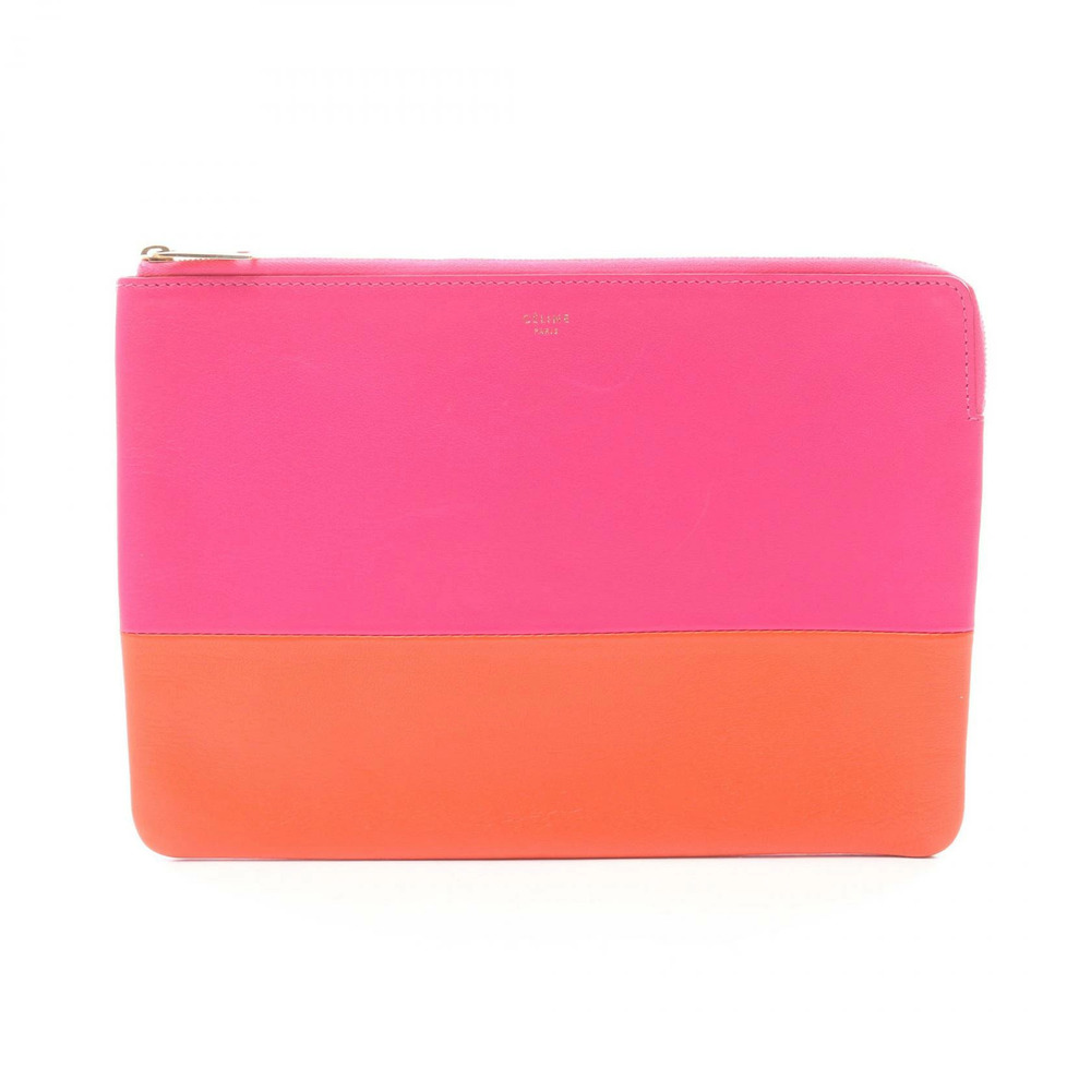 Celine Shoulder Bag Leather Pink Orange